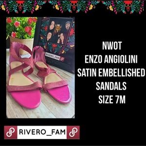 NWOT |  ENZO ANGIOLINI | PINK SATIN SANDALS